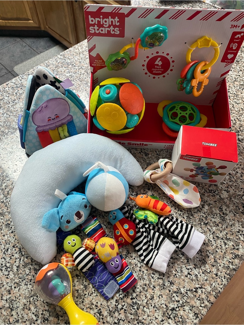 Bright Starts Multicolor Baby Plush & Rattle Play Set